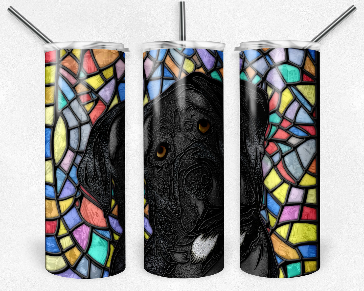 Black Lab Dog Stained Glass
