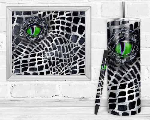 Black Silver Dragon Epoxy and Waterslide Pen Wrap and Tumbler Combo