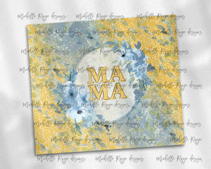 Blue and Yellow Floral Damask Mama
