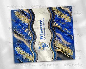 Blue and Gold Milky Way with Stained Glass Border Blank