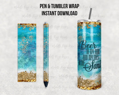 Blue Sea, Sand, and Gold Glitter with 