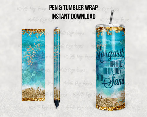 Blue Sea, Sand, and Gold Glitter with 