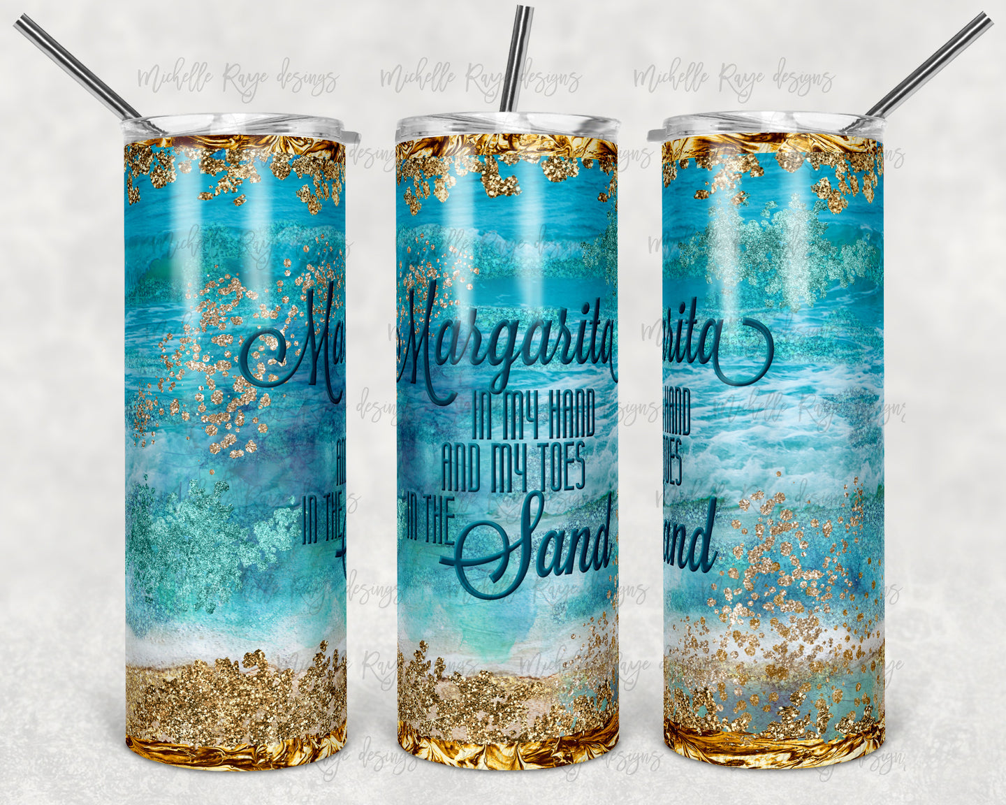 Blue Sea, Sand, and Gold Glitter with 