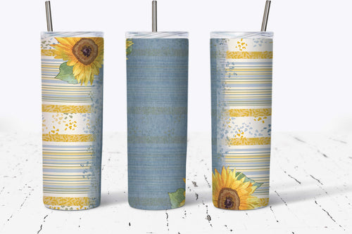 Blue and Yellow Sunflower Striped Blank