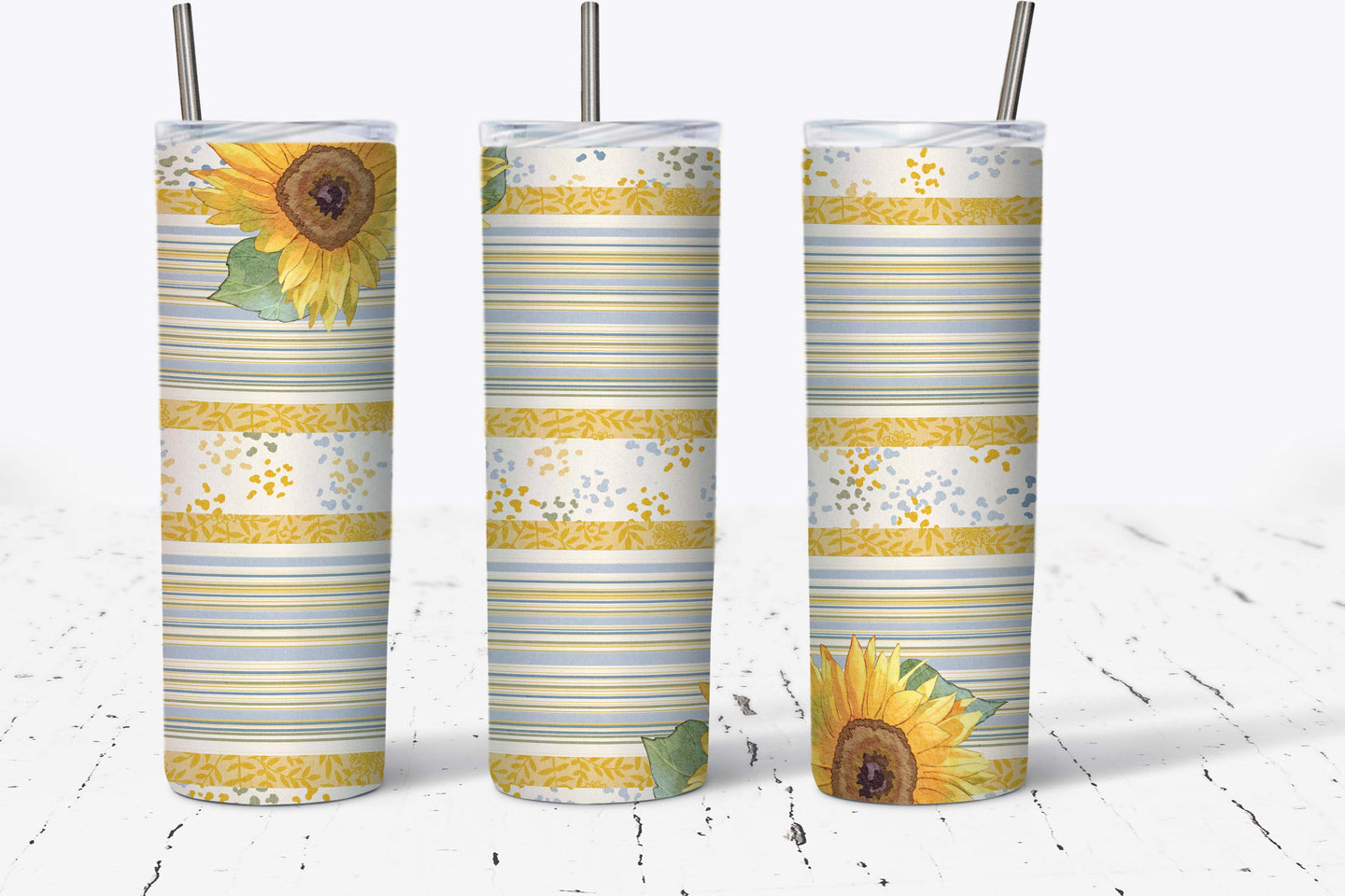 Blue and Yellow Sunflower Stripes