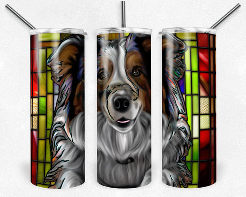 Border Collie Stained Glass