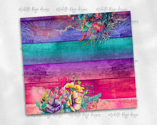 Load image into Gallery viewer, Bright Rainbow Wood and Florals Blank