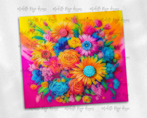 Abstract Style Bright Flowers Design