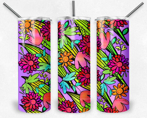 Bright Purple Doodle Flowers