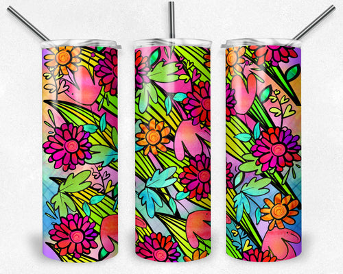 Bright Multicolored Doodle Flowers
