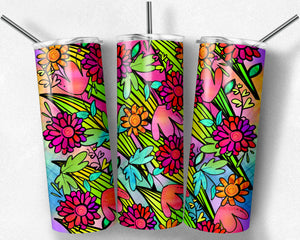 Bright Multicolored Doodle Flowers