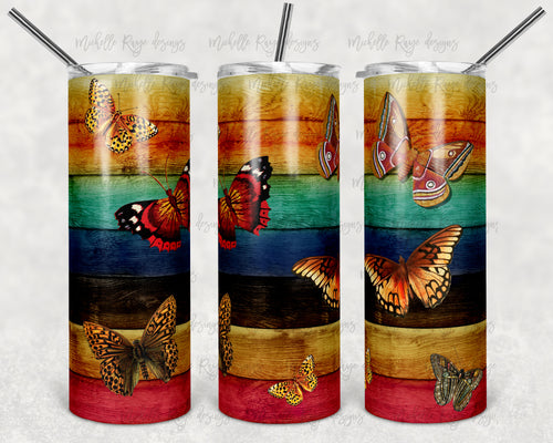 Bright Rainbow Wood and Butterflies