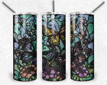 Load image into Gallery viewer, Pastel Floral Butterflies Stained Glass