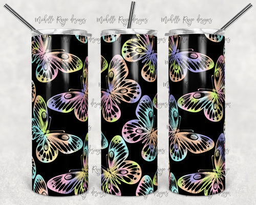 Black and Pastel Rainbow Butterflies