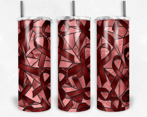 Maroon Ribbon Awareness Stained Glass, Multiple Myoma Cancer