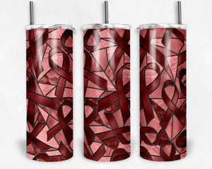 Maroon Ribbon Awareness Stained Glass, Multiple Myoma Cancer