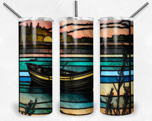 Sunset Canoe Stained Glass