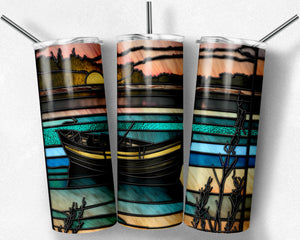 Sunset Canoe Stained Glass
