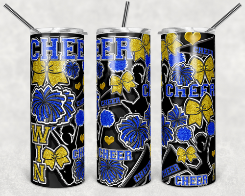 Blue and Gold Burst Cheerleader