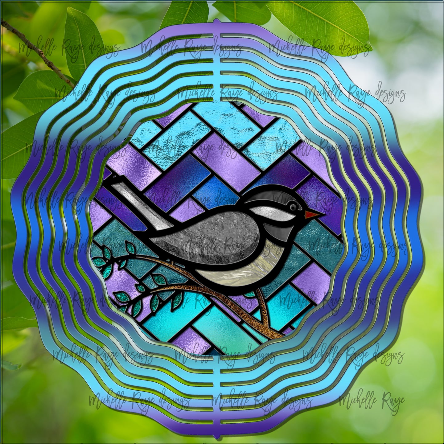 Chick A Dee Stained Glass Wind Spinner 10