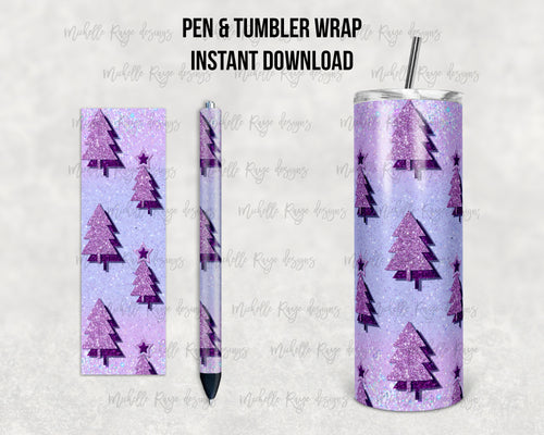 Blue and Purple Glitter Christmas Trees Combo