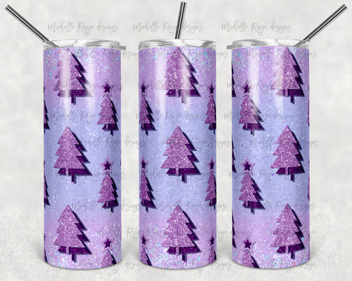 Blue and Purple Glitter Christmas Trees