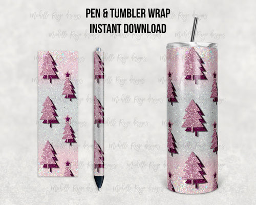 Pink Glitter Christmas Trees Combo