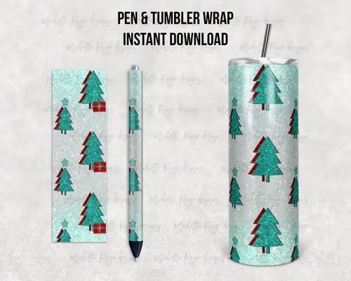 Red and Green Glitter Christmas Trees Combo