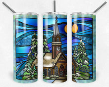 Load image into Gallery viewer, Church Winter Scene Stained Glass