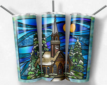 Load image into Gallery viewer, Church Winter Scene Stained Glass
