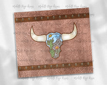 Load image into Gallery viewer, Cow Skull on Tooled Leather