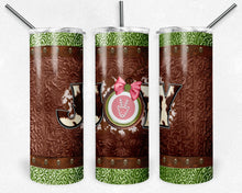 Load image into Gallery viewer, Cowboy Christmas Joy, Rust Green and Pink Reindeer