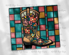 Load image into Gallery viewer, Floral Cowgirl Boot Stained Glass