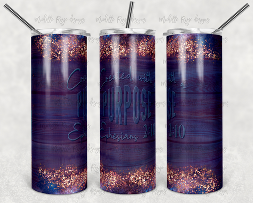 Created with a Purpose on Blue and Purple Wood Grain with Glitter