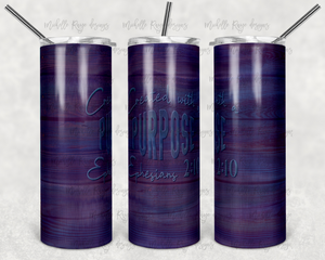 Created with a Purpose on Blue and Purple Wood Grain