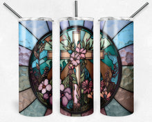 Load image into Gallery viewer, Pastel Floral Cross Stained Glass