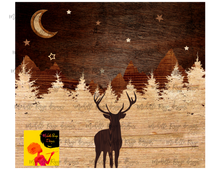 Load image into Gallery viewer, Deer Silhouette Wood on a Rustic Mountain Tree Background