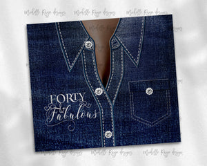 Denim Jacket Diamonds Forty and Fabulous