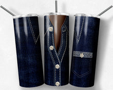 Load image into Gallery viewer, Denim Jacket Diamonds and Pearls