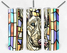 Load image into Gallery viewer, White Doberman Pincher with Blue Eyes Stained Glass