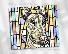 Load image into Gallery viewer, White Doberman Pincher with Blue Eyes Stained Glass