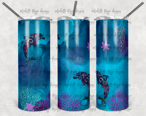 Abstract Glitter Dophin Tumbler Design