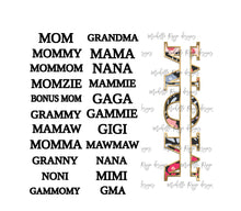 Load image into Gallery viewer, Doodle Flowers Blank with Split Mom and Grandmom PNG Overlays