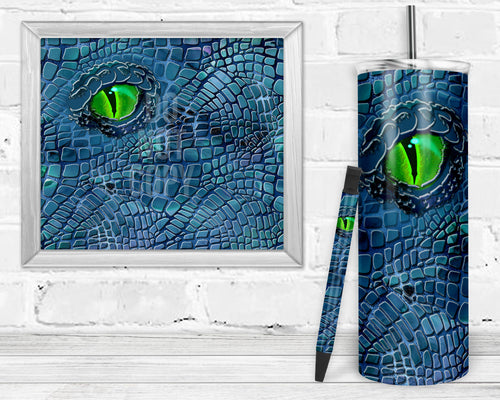 Blue Dragon Epoxy and Waterslide Pen Wrap and Tumbler Combo