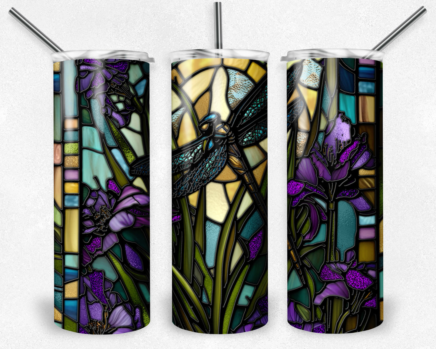 Floral Dragonfly Stained Glass