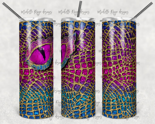 Dragon Blue Purple Ombre and Gold Glitter