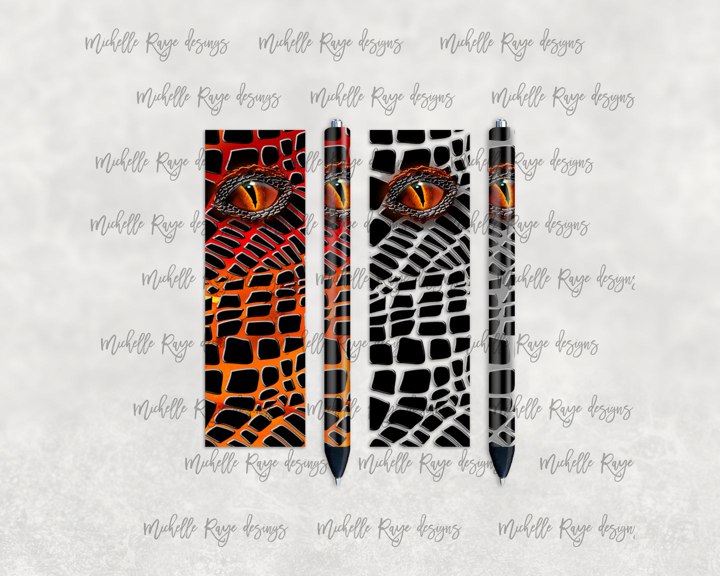Orange and Black Dragon Epoxy and Waterslide Pen Wraps