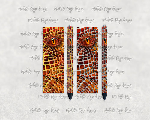 Orange Yellow Dragon Epoxy and Waterslide Pen Wraps