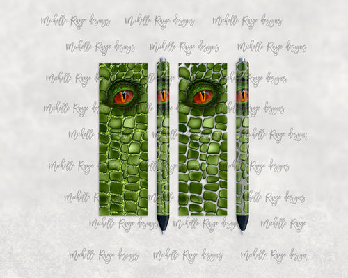 Dragon Scales Green Epoxy and Waterslide Pen Wraps