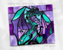 Load image into Gallery viewer, Purple and Teal Dragon Stained Glass